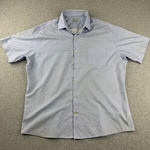 Peter Millar Shirt Mens L Blue Summer Comfort Short Sleeve Geometric Button Down